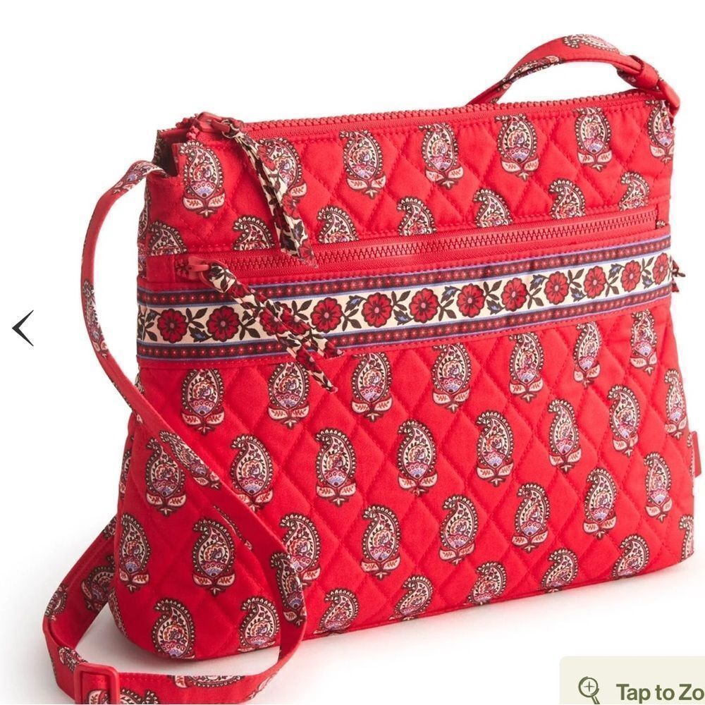 NWOT Vera Bradley Red Paisley Quilted Crossbody Bag